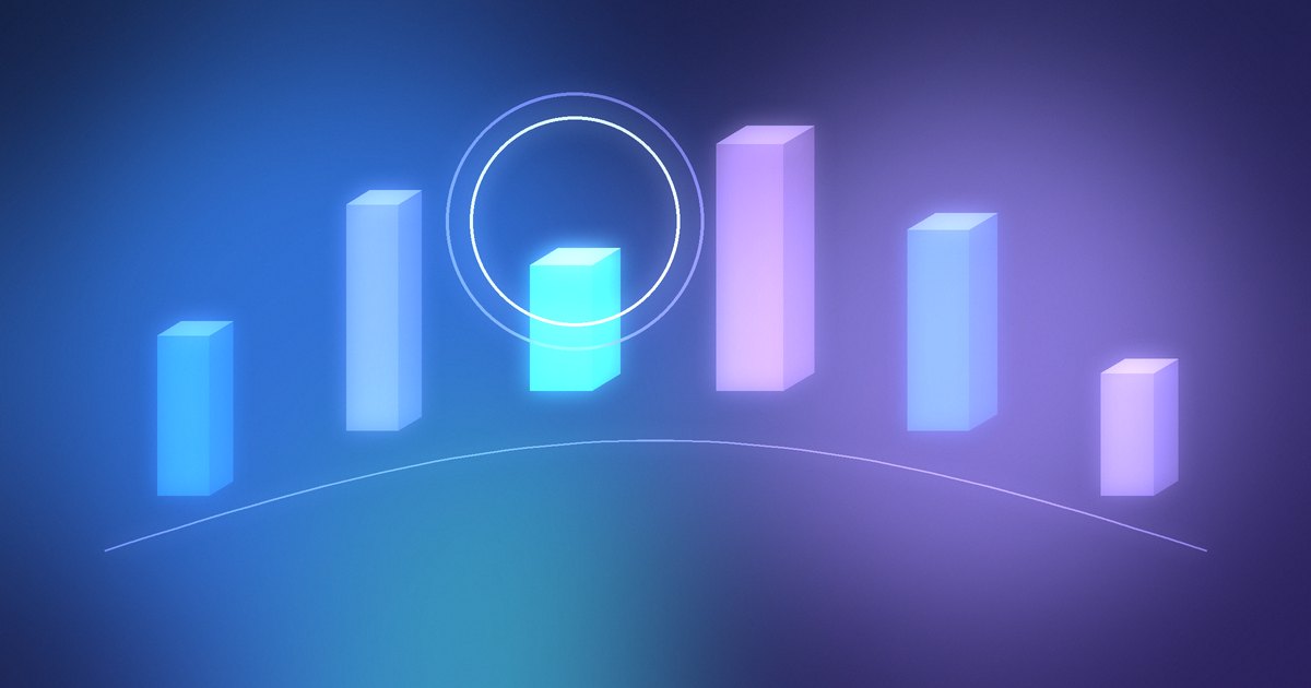 Glowing prisms of different heights along an arc, one circled by a lens, like picking one Node.js LLM library